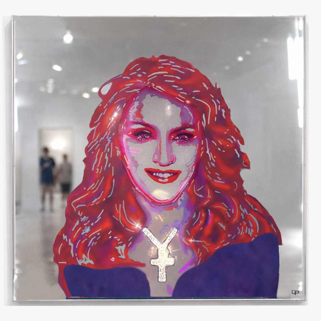 Madonna artwork with Swarovski cross necklace by artist Carola Pavlik